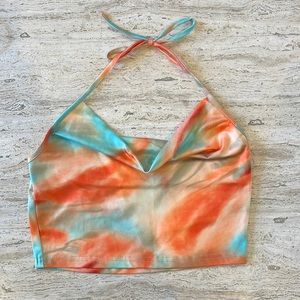 *SOLD* Shein teal & orange tie dye halter top
